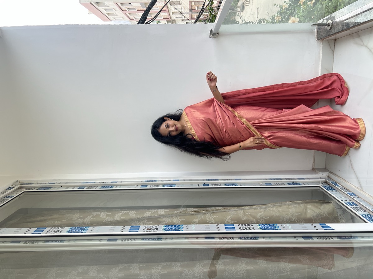 Chinon Chiffon Saree with Rainbow Design