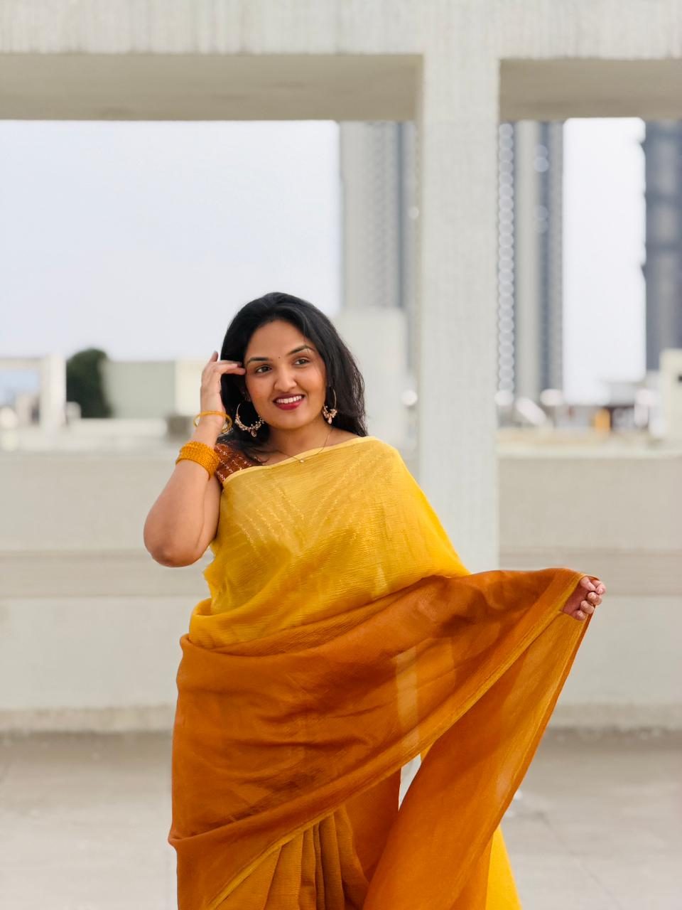 Sunlit Bloom Ombre Saree