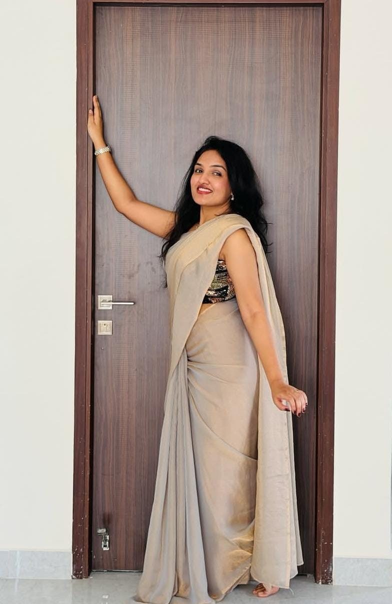 Champagne Stardust Shimmer Saree