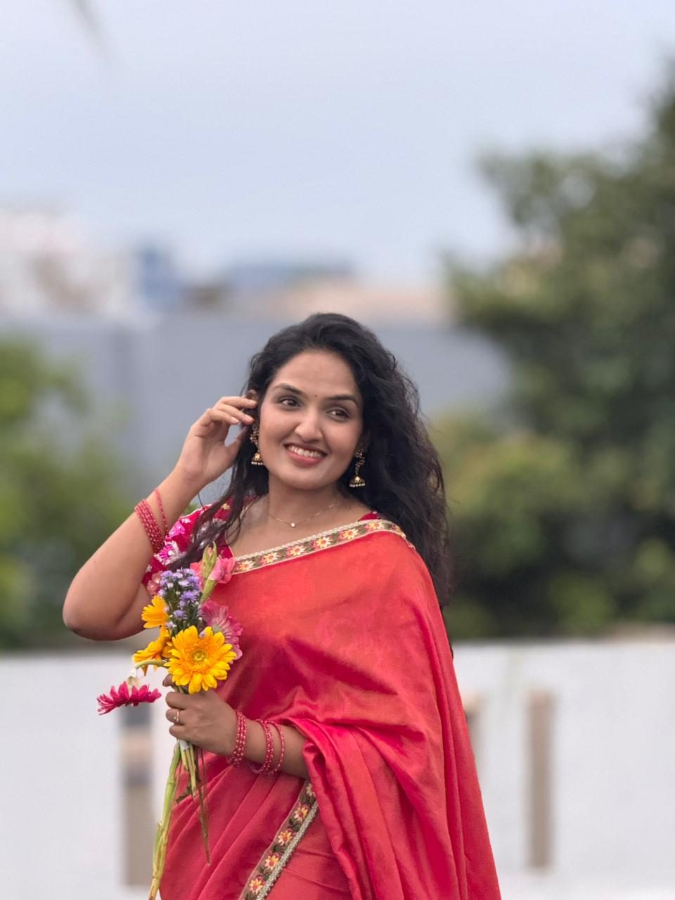 Rosé Bloom Dola Silk Saree