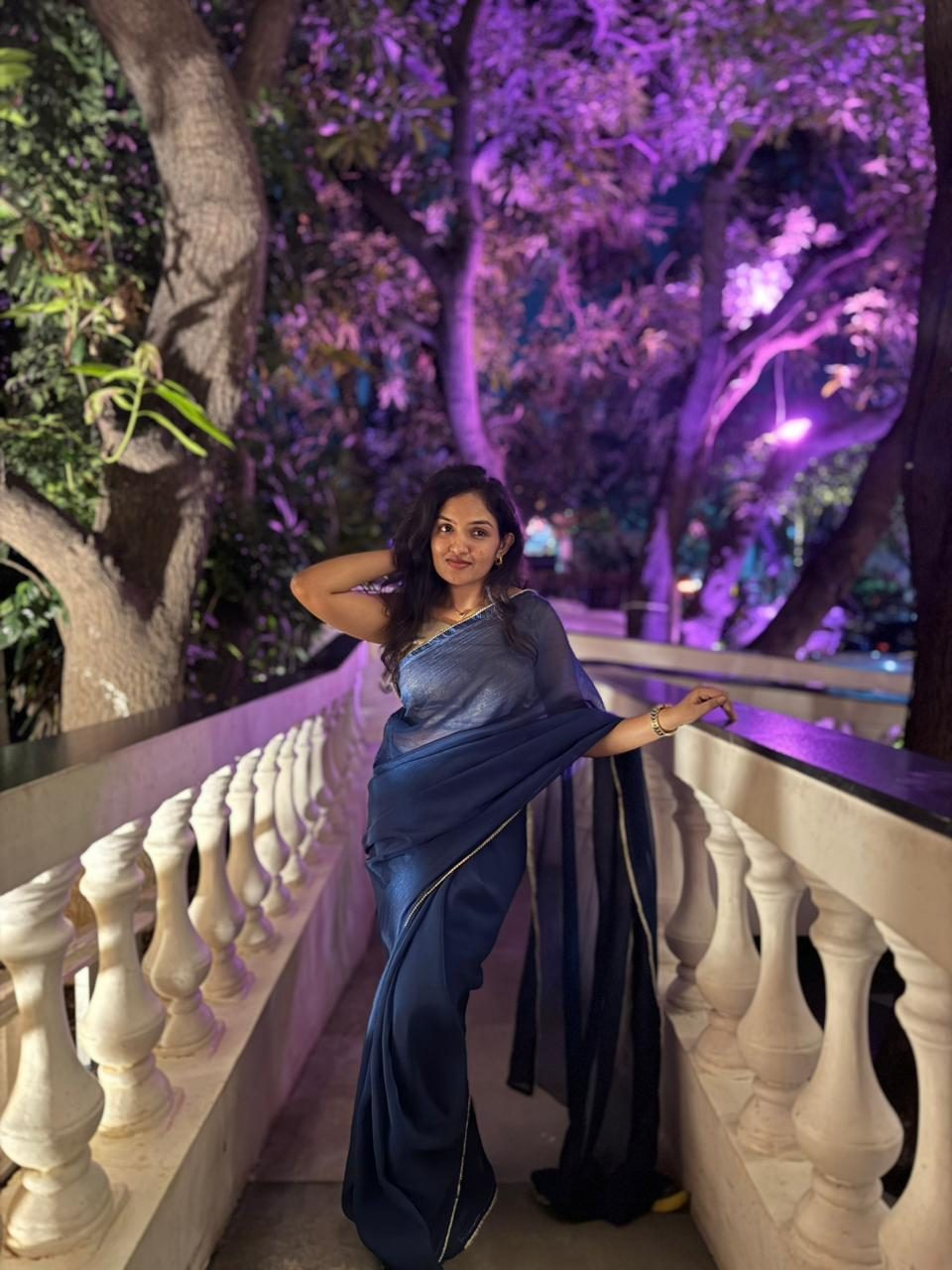 Persian Blue Bow Muse Saree