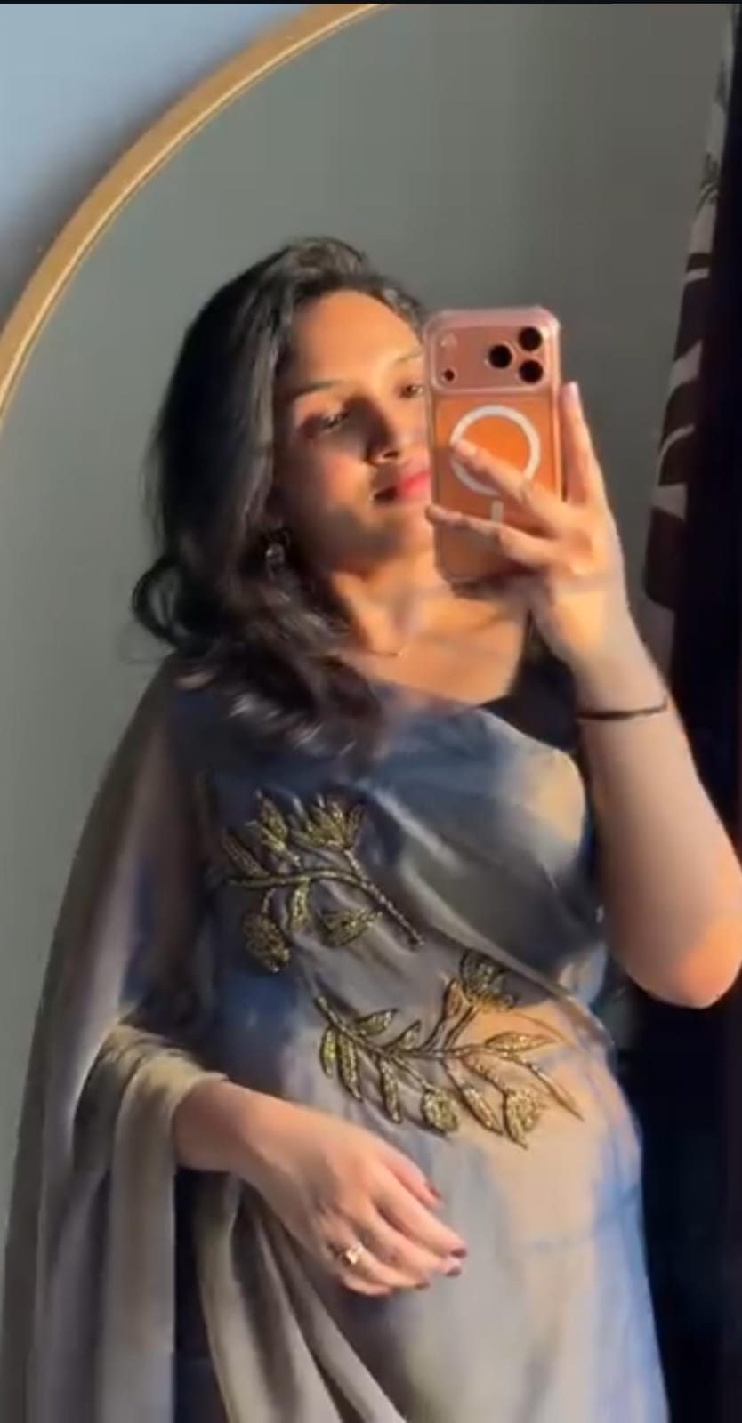 Golden Noir Rose Saree