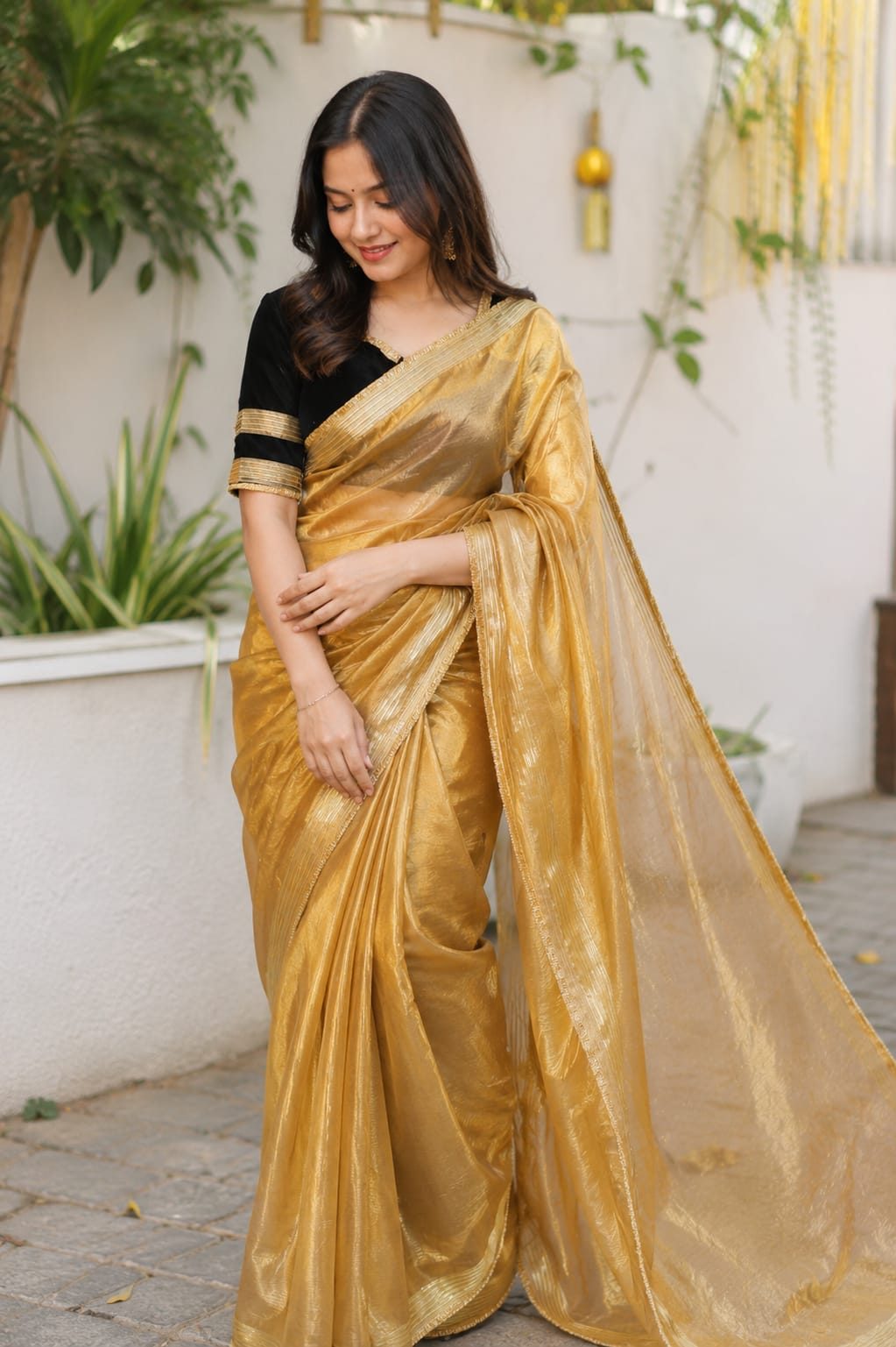 Golden Velvet Muse Saree