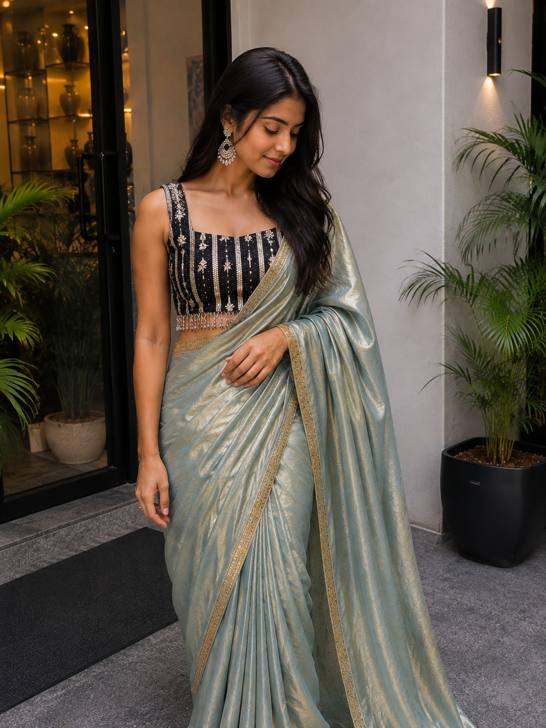 Golden Noir Muse Saree