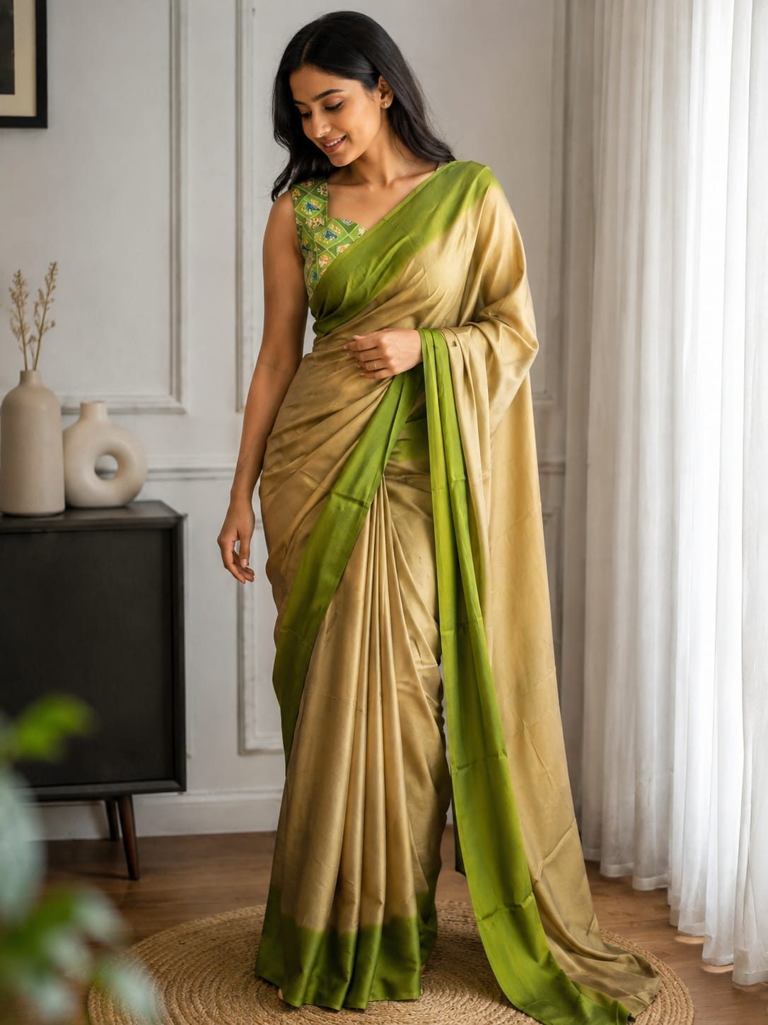 Sage Ikkat Muse Saree