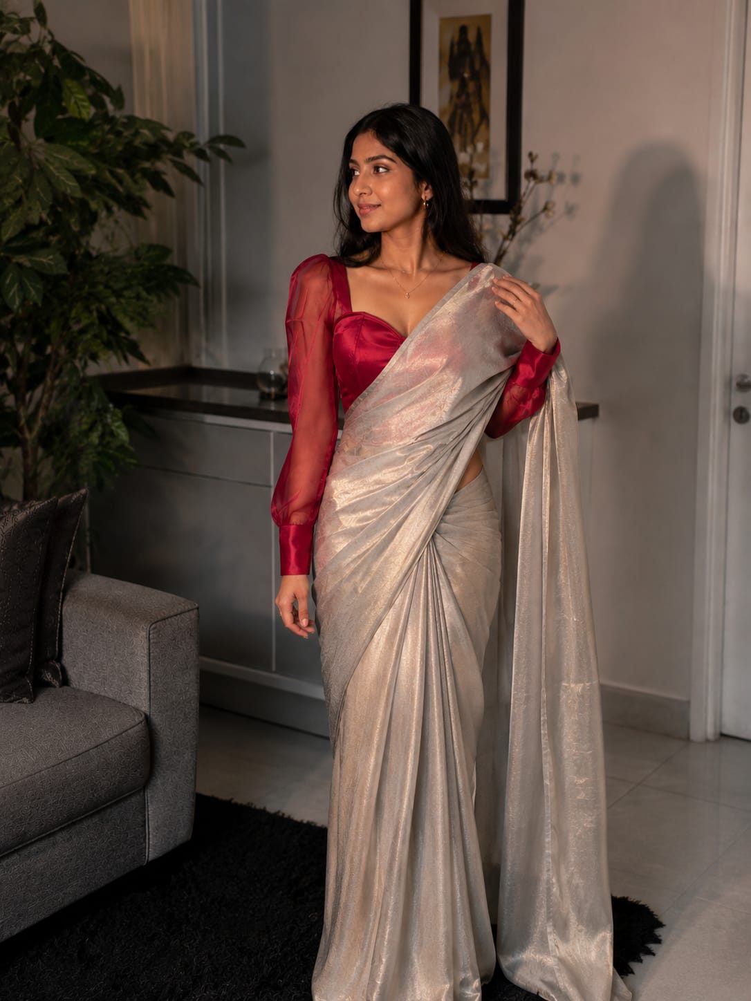 Maroon Gilded Muse Saree