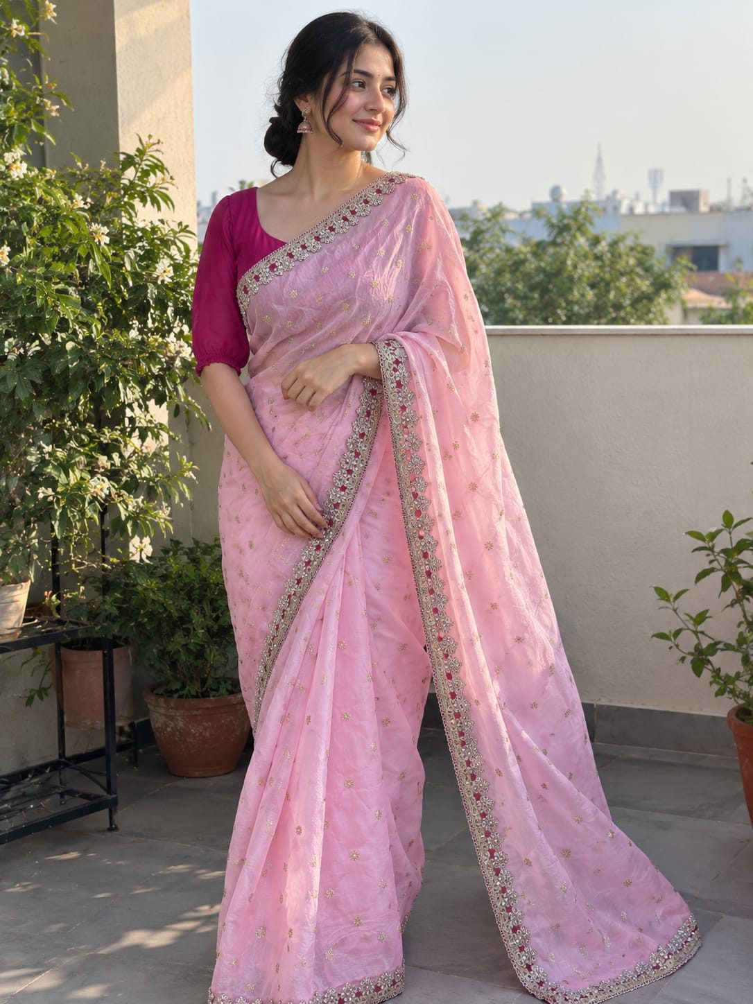 Pink Petal- Premium Space Silk Saree