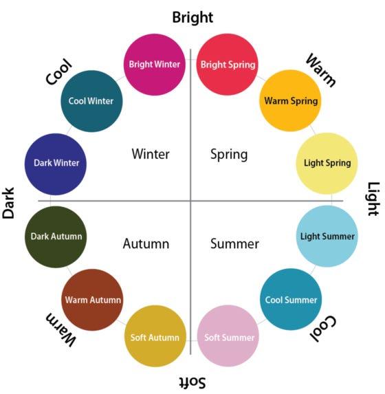 Colour Analysis: A wheel chart illustrating four seasons and its colours