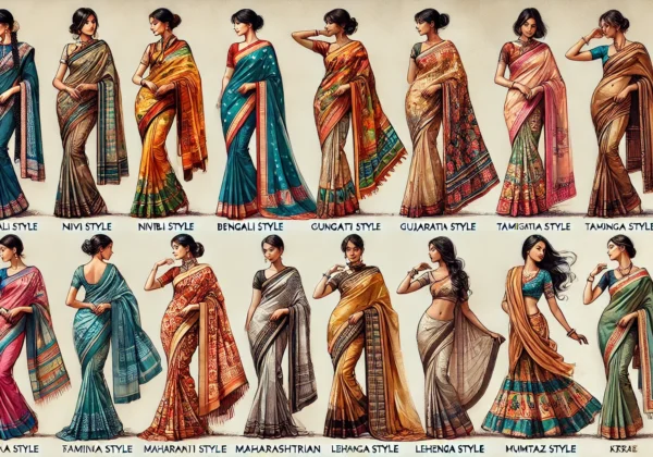 A picture showing Different types to Wear saree