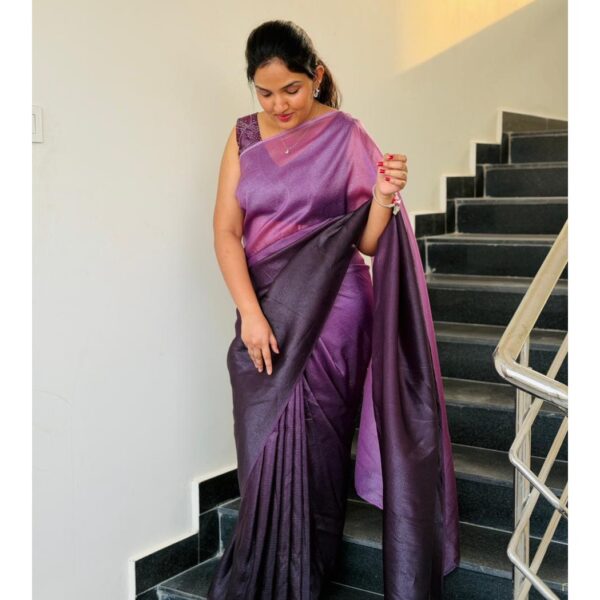 Midnight Lavender Ombre Tissue Saree