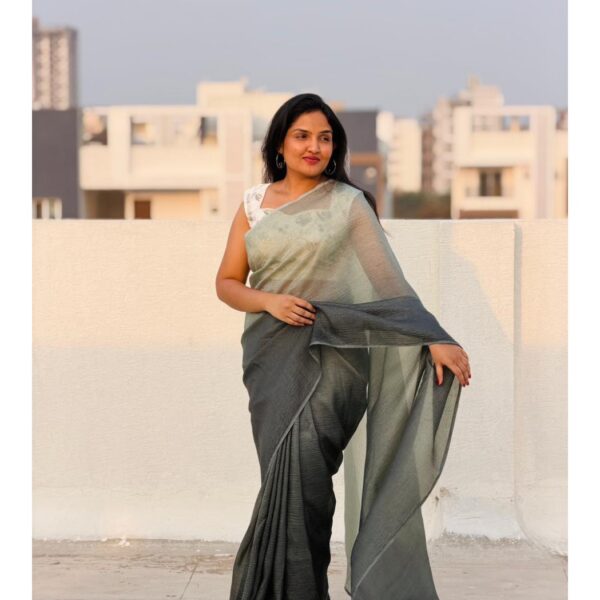Misty Sage Ombre Tissue Saree